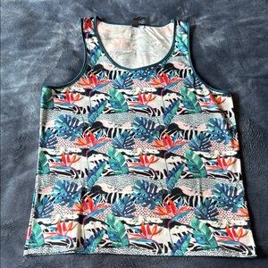 Tropical Print Men's Swim Tank Top